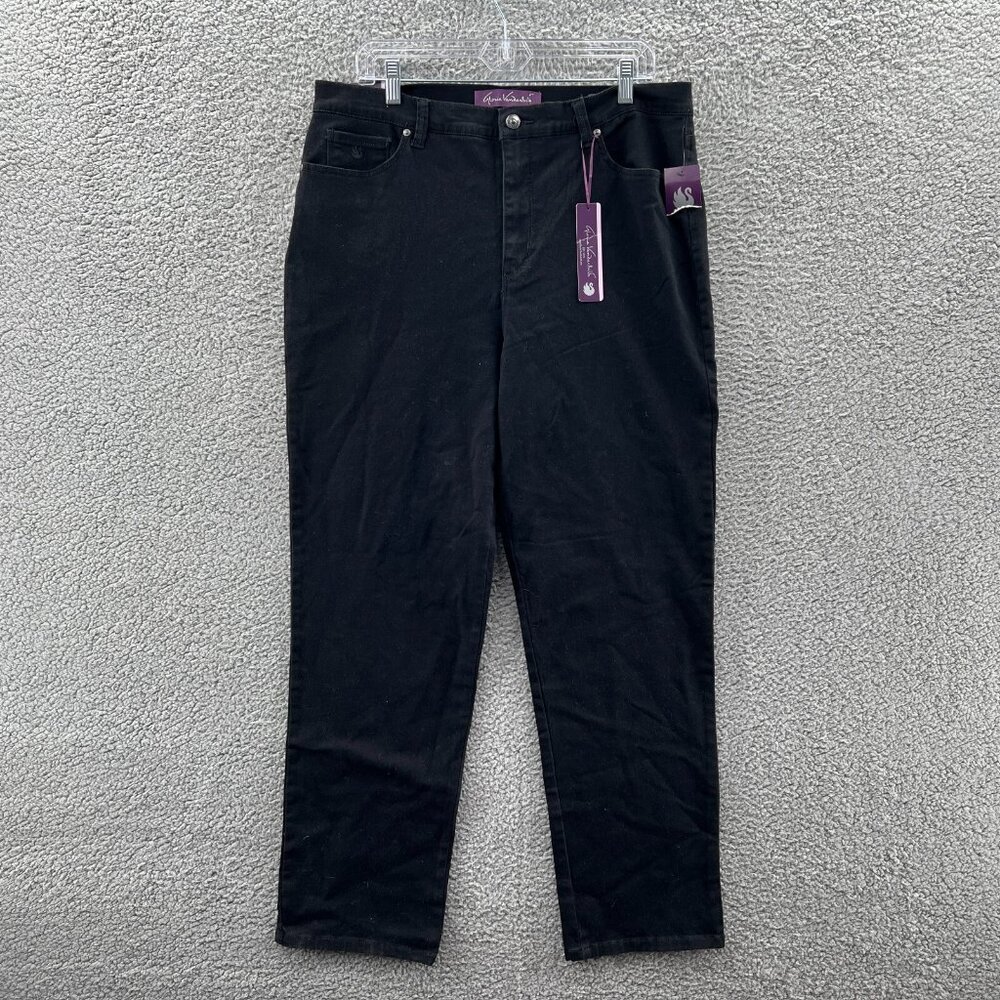 New Gloria Vanderbilt Amanda Jeans Womens 16 Black Stretch Denim Tapered Leg